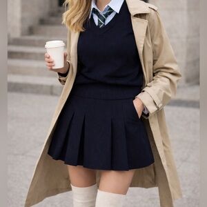 Zara Navy Mini Skirt